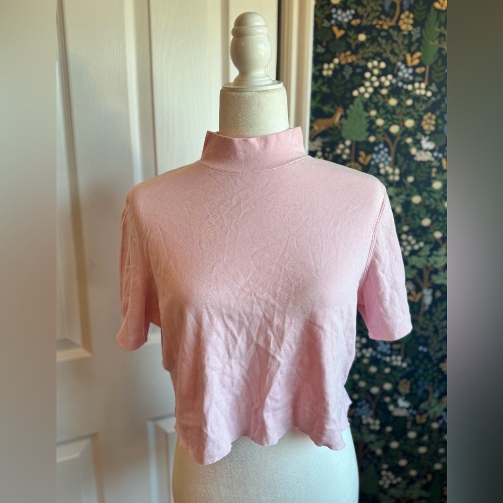Appleseed's Light Pink Mock Neck Crop Top​